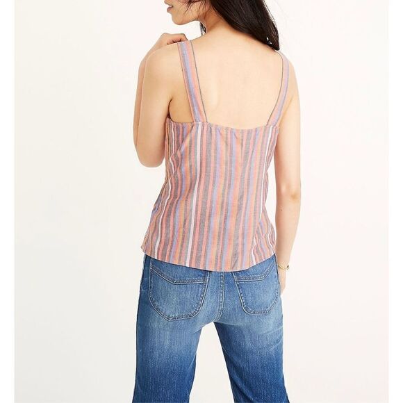 Madewell Tie-Front Cami Top Rainbow Stripe size 6 - Picture 2 of 10